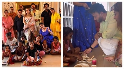 Ankita Lokhande with Vicky Jain and others as they celebrate Navratri 2024. Ankita Lokhande with Vicky Jain and others as they celebrate Navratri 2024.