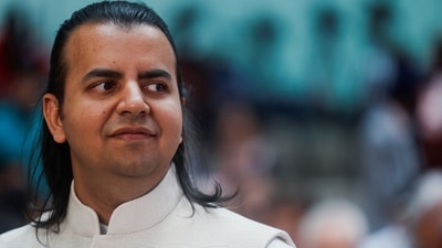 Bhavish Aggarwal, CEO of Ola Cabs and founder of Ola Electric attends Ola Electric's listing ceremony at the National Stock Exchange (NSE) in Mumbai. (Reuters)