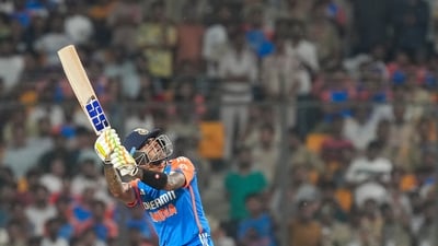 India were in a hurry to finish the match right from the start. Abhishek Sharma fell for 16 off seven after an almighty mix-up with opening partner Sanju Samson, who himself scored 29 off 19 balls. Captain Suryakumar Yadav was at his destructive best, smashing two fours and three sixes as he made 29 in 14 balls.&nbsp; (PTI)