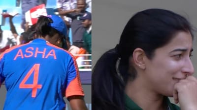 Asha Sobhana's drop led to A,iya Riaz of Pakistan seeing the funny side of things. (Screengrabs, Hotstar)