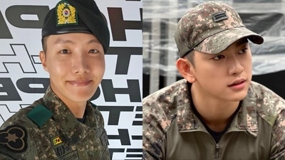 BTS' J-Hope and GOT7's Jinyoung are serving in the military. BTS' J-Hope and GOT7's Jinyoung are serving in the military.