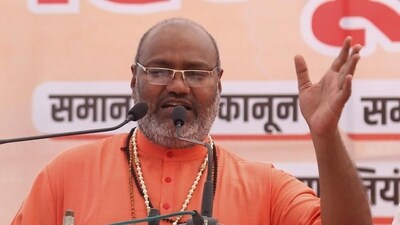 Priest Yati Narsinghanand at the 'Hindu Mahapanchayat' on Sunday. (PTI file) Priest Yati Narsinghanand at the 'Hindu Mahapanchayat' on Sunday. (PTI file)