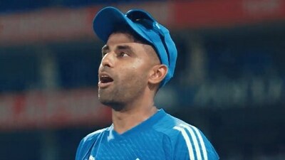 Suryakumar Yadav teases India teammates during a net session (BCCI) Suryakumar Yadav teases India teammates during a net session (BCCI)