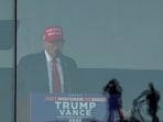 Donald Trump gestures as he speaks during a rally in Juneau, Wisconsin, U.S., October 6, 2024. 