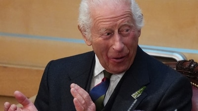 Britain's King Charles applauds as he attends a celebration marking the 25th anniversary of the Scottish Parliament, in Edinburgh, Scotland (via REUTERS)