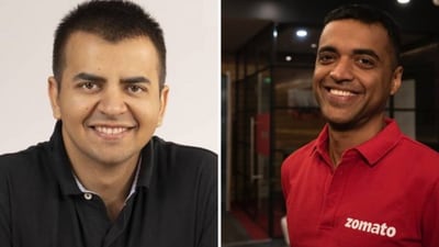 Ola's Bhavish Aggarwal and Zomato's Deepinder Goyal present a study in contrast. Ola's Bhavish Aggarwal and Zomato's Deepinder Goyal present a study in contrast.