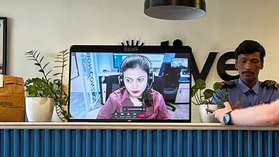 A virtual receptionist at a Bengaluru hotel coordinates with guests via a laptop (LinkedIn/Ananya Narang) A virtual receptionist at a Bengaluru hotel coordinates with guests via a laptop (LinkedIn/Ananya Narang)