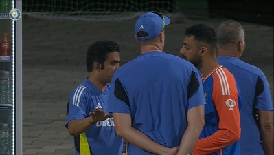 Gautam Gambhir during his chat with Varun Chakaravarthy