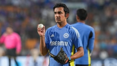 Indian coach Gautam Gambhir during a training session ahead of the first T20I. (PTI)