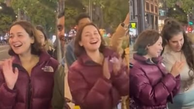 Pakistani actor Hania Aamir with fans in London. Pakistani actor Hania Aamir with fans in London.