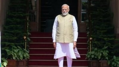 Prime Minister Narendra Modi at Hyderabad House in New Delhi on Monday. (RAJ K RAJ /HT PHOTO) Prime Minister Narendra Modi at Hyderabad House in New Delhi on Monday. (RAJ K RAJ /HT PHOTO)