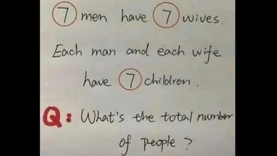 A brain teaser on Threads puzzled users about 7 men, their wives, and children, sparking lively debate. (Threads/jahdiongasanga) A brain teaser on Threads puzzled users about 7 men, their wives, and children, sparking lively debate. (Threads/jahdiongasanga)
