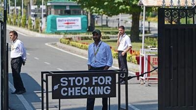 Security arrangements being put in place at the Sher-e-Kashmir International Convention Centre in Srinagar ahead of counting. (Waseem Andrabi/HT) Security arrangements being put in place at the Sher-e-Kashmir International Convention Centre in Srinagar ahead of counting. (Waseem Andrabi/HT)
