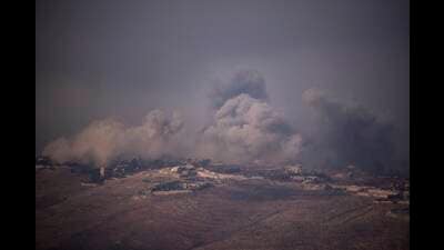 Smoke rises following an explosion in southern Lebanon as seen from northern Israel, Monday, Oct. 7, 2024. AP/PTI (AP) Smoke rises following an explosion in southern Lebanon as seen from northern Israel, Monday, Oct. 7, 2024. AP/PTI (AP)