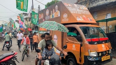 UP BJP Minority Morcha Rath (campaign vehicle) in a minority-dominated area of Bareilly recently. (HT Photo) UP BJP Minority Morcha Rath (campaign vehicle) in a minority-dominated area of Bareilly recently. (HT Photo)