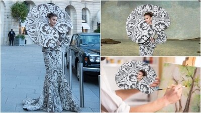 Natasha Poonawalla wore a Harris Reed dress to attend a gala in Paris. Natasha Poonawalla wore a Harris Reed dress to attend a gala in Paris.