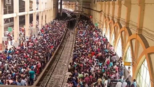 Passengers wait at the Velachery railway station to depart for the air show. (PTI) Passengers wait at the Velachery railway station to depart for the air show. (PTI)