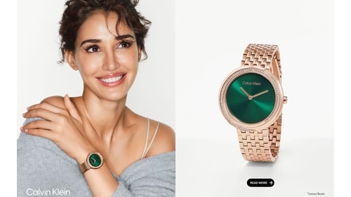 Calvin Klein Twisted Bezel 34 mm Green Dial Stainless Steel Analogue Watch for Women