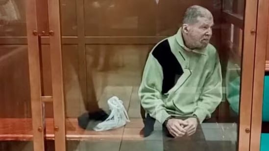 Stephen Hubbard, a U.S. citizen accused of fighting as a mercenary for Ukraine against Russia in the course of a military conflict, is seen inside an enclosure for defendants as he attends a court hearing in Moscow, Russia October 7, 2024, in this still image taken from video. (Reuters)