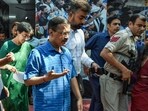 Delhi chief minister Atishi Marlena with Aam Aadmi Party (AAP) National Convenor Arvind Kejriwal.
