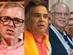Omar Abdullah (L), Ravinder Raina (C), Tariq Karra (R)