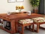 Enhance your space with a stylish coffee table with stools that perfectly blends charm and utility!