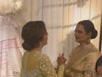 Nita Ambani chats with Rekha at Manish Malhotra's store launch in Mumbai Nita Ambani chats with Rekha at Manish Malhotra's store launch in Mumbai