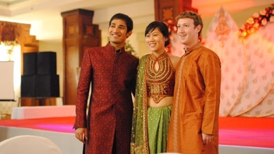 Mark Zuckerberg and Priscilla Chan at an Indian wedding in 2010 (Facebook/zuck)