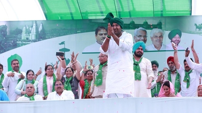 Arjun Chautala during Haryana election campaign.
