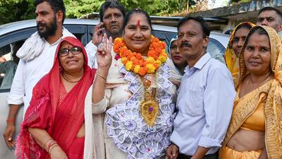 BJP’s Bimla Chaudhary at the counting centre set up at Government Girls College in Sector 14 on Tuesday. (Parveen Kumar/HT Photo) BJP’s Bimla Chaudhary at the counting centre set up at Government Girls College in Sector 14 on Tuesday. (Parveen Kumar/HT Photo)