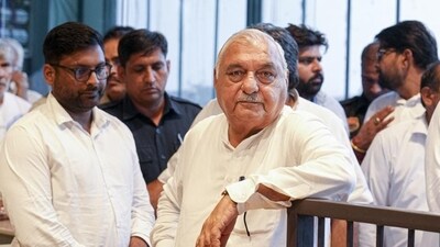 Former Haryana chief minister and Congress leader Bhupinder Singh Hooda upon his arrival to address the media regarding the Haryana Assembly election results, in Rohtak on Tuesday. (PTI) Former Haryana chief minister and Congress leader Bhupinder Singh Hooda upon his arrival to address the media regarding the Haryana Assembly election results, in Rohtak on Tuesday. (PTI)