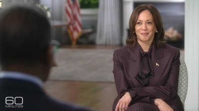 Kamala Harris was interviewed on Monday night by Bill Whitaker of CBS (CBS) Kamala Harris was interviewed on Monday night by Bill Whitaker of CBS (CBS)