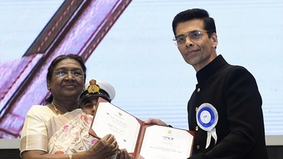 President Droupadi Murmu presented a National Award to filmmaker Karan Johar for Best Film in the AVGC (Animation, Visual Effects, Gaming, and Comics) in Brahmastra, (ANI) President Droupadi Murmu presented a National Award to filmmaker Karan Johar for Best Film in the AVGC (Animation, Visual Effects, Gaming, and Comics) in Brahmastra, (ANI)