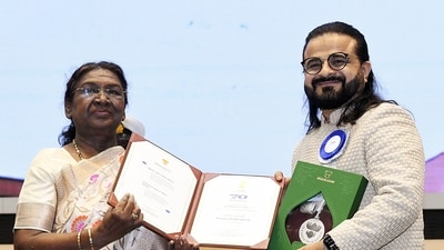 Composer Pritam Chakraborty took home the Best Music Direction (Background Music) award for his work in Brahmastra, (Shrikant Singh) Composer Pritam Chakraborty took home the Best Music Direction (Background Music) award for his work in Brahmastra, (Shrikant Singh)