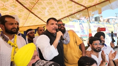 AAP MP Sanjay Singh addresses an election rally in support of party candidate Mehraj Malik in Doda. (PTI) AAP MP Sanjay Singh addresses an election rally in support of party candidate Mehraj Malik in Doda. (PTI)