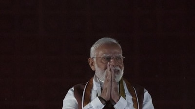 Prime Minister Narendra Modi greets the gathering at the party headquarters during an event after the declaration of results for the Haryana and Jammu and Kashmir Assembly elections in New Delhi on Tuesday. (PTI) Prime Minister Narendra Modi greets the gathering at the party headquarters during an event after the declaration of results for the Haryana and Jammu and Kashmir Assembly elections in New Delhi on Tuesday. (PTI)