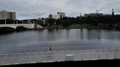 The streets are nearly empty as Hurricane Milton churns in the Gulf of Mexico on October 07, 2024 in Tampa, Florida. (Photo by SPENCER PLATT / GETTY IMAGES NORTH AMERICA / Getty Images via AFP) (Getty Images via AFP) The streets are nearly empty as Hurricane Milton churns in the Gulf of Mexico on October 07, 2024 in Tampa, Florida. (Photo by SPENCER PLATT / GETTY IMAGES NORTH AMERICA / Getty Images via AFP) (Getty Images via AFP)
