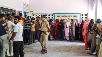 Voters in queue to cast their vote for the Haryana assembly elections. (ANI)