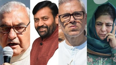 Exit polls 2024 showed a clear win for Congress in Haryana, Cong-National Congress alliance in J&K. (PTI) Exit polls 2024 showed a clear win for Congress in Haryana, Cong-National Congress alliance in J&K. (PTI)