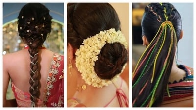 Navratri hairstyle is all about blending style with comfort. (Pinterest) Navratri hairstyle is all about blending style with comfort. (Pinterest)