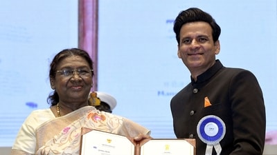 Actor Manoj Bajpayee got the honour for his film Gulmohar in the Special Mention category. (ANI) Actor Manoj Bajpayee got the honour for his film Gulmohar in the Special Mention category. (ANI)