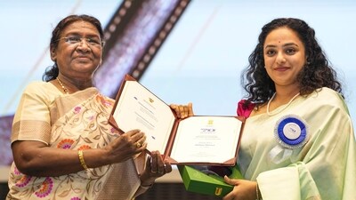 Actor Nithya Menen was named Best Actress in a Leading Role award for Thiruchitrambalam (Tamil). (ANI) Actor Nithya Menen was named Best Actress in a Leading Role award for Thiruchitrambalam (Tamil). (ANI)