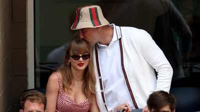 Taylor Swift and Travis Kelce of the Kansas City Chiefs attend the Men's Singles Final match. Jamie Squire/Getty Images/AFP (Photo by JAMIE SQUIRE / GETTY IMAGES NORTH AMERICA / Getty Images via AFP) (Getty Images via AFP) Taylor Swift and Travis Kelce of the Kansas City Chiefs attend the Men's Singles Final match. Jamie Squire/Getty Images/AFP (Photo by JAMIE SQUIRE / GETTY IMAGES NORTH AMERICA / Getty Images via AFP) (Getty Images via AFP)