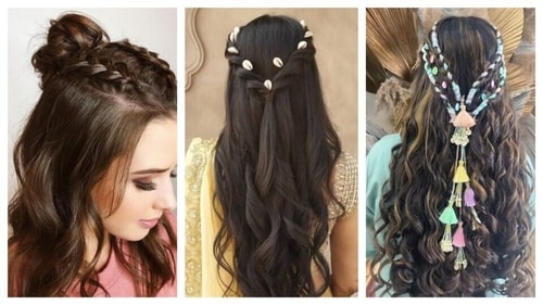 Give your hair weight by embellishing the 'half-up' so that your half-down is relatively tamer than regular open hair. (Pinterest/@sona) Give your hair weight by embellishing the 'half-up' so that your half-down is relatively tamer than regular open hair. (Pinterest/@sona)