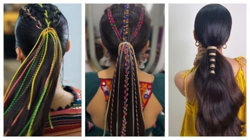 With ponytails, many different hairstyles with hair accessories and threads can be created. (Pinterest/@shreyagupta) With ponytails, many different hairstyles with hair accessories and threads can be created. (Pinterest/@shreyagupta)