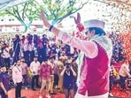 Ahmednagar, Oct 06 (ANI): Maharashtra Deputy Chief Minister Ajit Pawar waves to the crowd during a program organised under the Jan Sanman Yatra for the upcoming state Assembly elections, at Akole in Ahmednagar on Sunday. (ANI Photo) (Ajit Pawar-X)