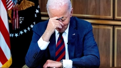 US President Joe Biden during a briefing on the federal response to hurricanes Helene and Milton, in the South Court Auditorium at the White House in Washington, DC, US, on Wednesday, Oct. 9, 2024. Biden criticized Donald Trump and his Republican allies for what he said were "outright lies" about the federal response to back-to-back hurricanes, saying the administration was doing everything it could to help impacted communities. Photographer: Ron Sachs/CNP/Bloomberg (Bloomberg) US President Joe Biden during a briefing on the federal response to hurricanes Helene and Milton, in the South Court Auditorium at the White House in Washington, DC, US, on Wednesday, Oct. 9, 2024. Biden criticized Donald Trump and his Republican allies for what he said were "outright lies" about the federal response to back-to-back hurricanes, saying the administration was doing everything it could to help impacted communities. Photographer: Ron Sachs/CNP/Bloomberg (Bloomberg)
