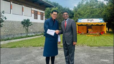 CJI Chandrachud with Bhutan’s King Jigme Khesar Namgyel Wangchuck. CJI Chandrachud with Bhutan’s King Jigme Khesar Namgyel Wangchuck.