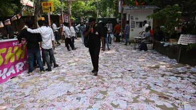 Election pamphlets cover the premises in North Campus on September 25. (Vipin Kumar/HT Photo) Election pamphlets cover the premises in North Campus on September 25. (Vipin Kumar/HT Photo)