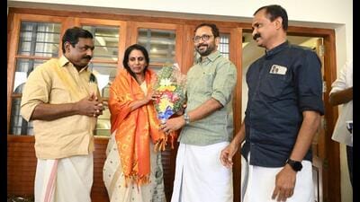 Former DGP R Sreelekha joined the BJP in presence of state BJP president K Surendran in Thiruvananthapuram. (HT Photo) Former DGP R Sreelekha joined the BJP in presence of state BJP president K Surendran in Thiruvananthapuram. (HT Photo)